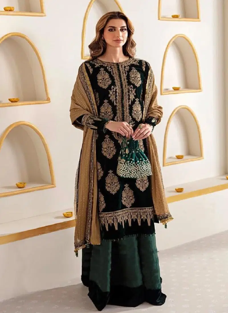 Anamsa 587 Velvet Embroidery Pakistani Dress Material Wholesale Online Catalog